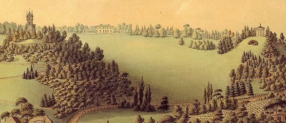 Baurs Park mit Ruine und Tempel um 1810